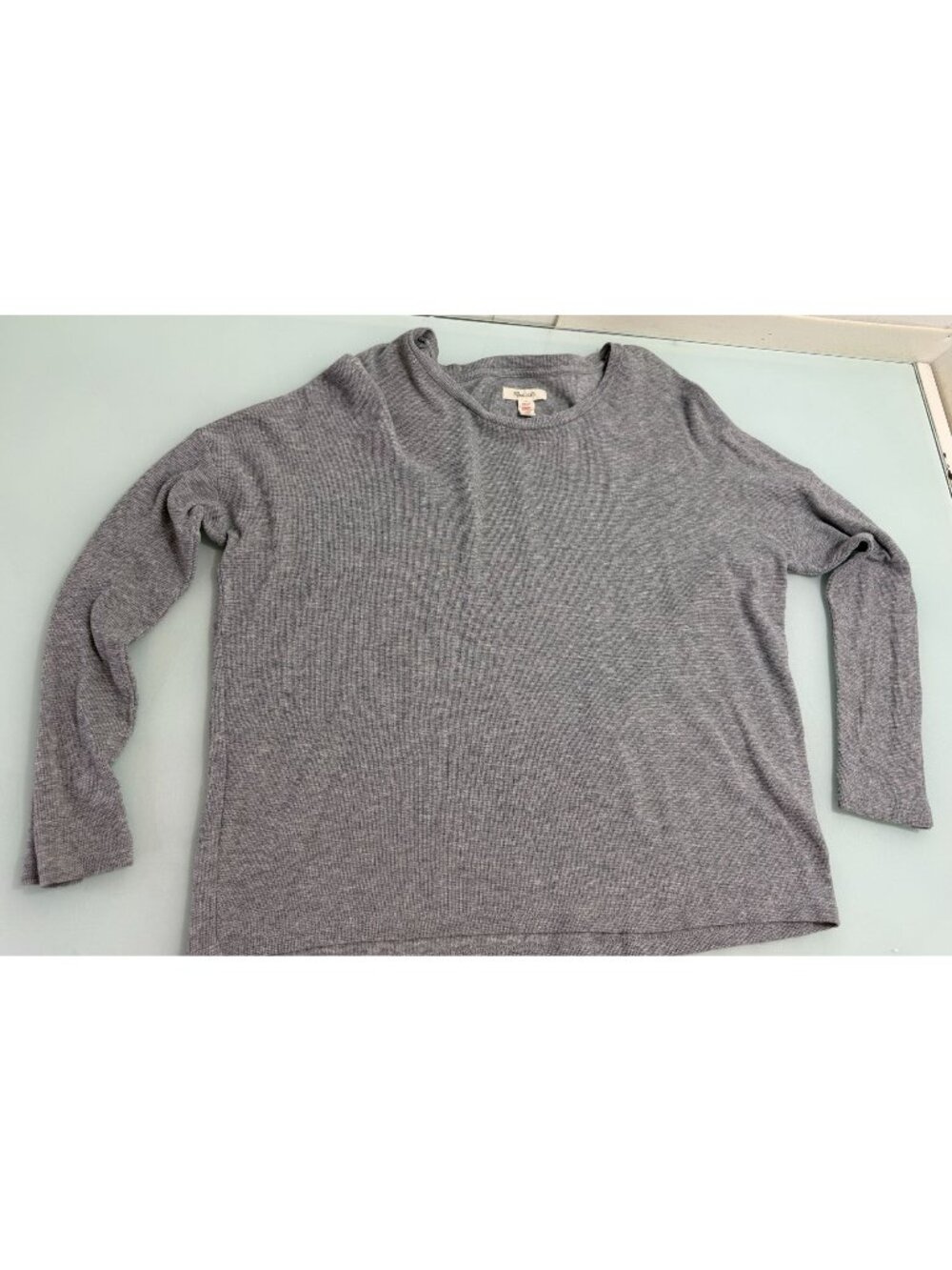 Madewell Waffle Knit Top Shirt Women's Medium M Oversized Lightweight Gray